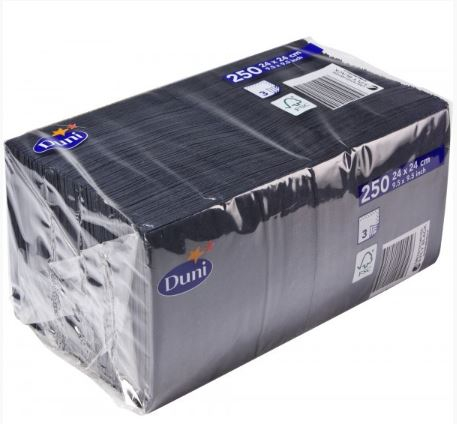 Koktejlové ubrousky, 3vrstvé, černé, 250 ks - Obrázek 2